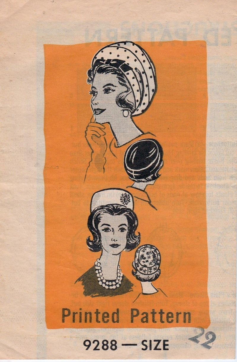 Mail Order 9288 Vintage 1960's Sewing Pattern Ladies Pillbox Hat Beret Turban - VintageStitching - Vintage Sewing Patterns