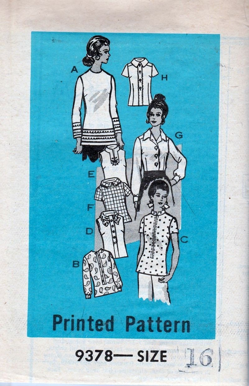 Mail Order 9378 Vintage 1960's Sewing Pattern Ladies Sleeveless Casual Blouse - VintageStitching - Vintage Sewing Patterns