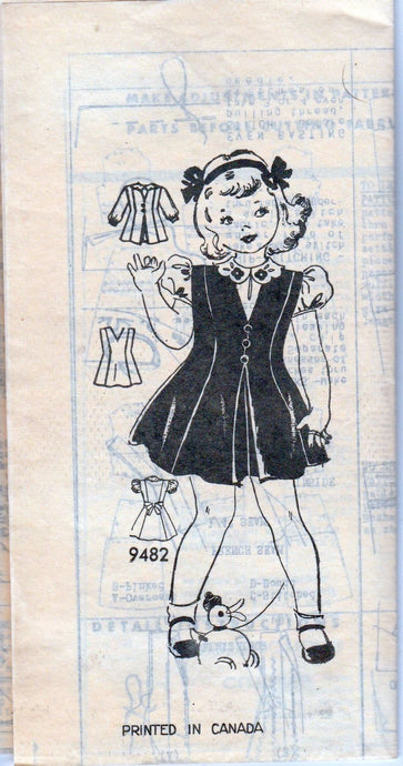 Mail Order Marian Martin 9482 Vintage 1940's Sewing Pattern Girls Jumper Dress - VintageStitching - Vintage Sewing Patterns