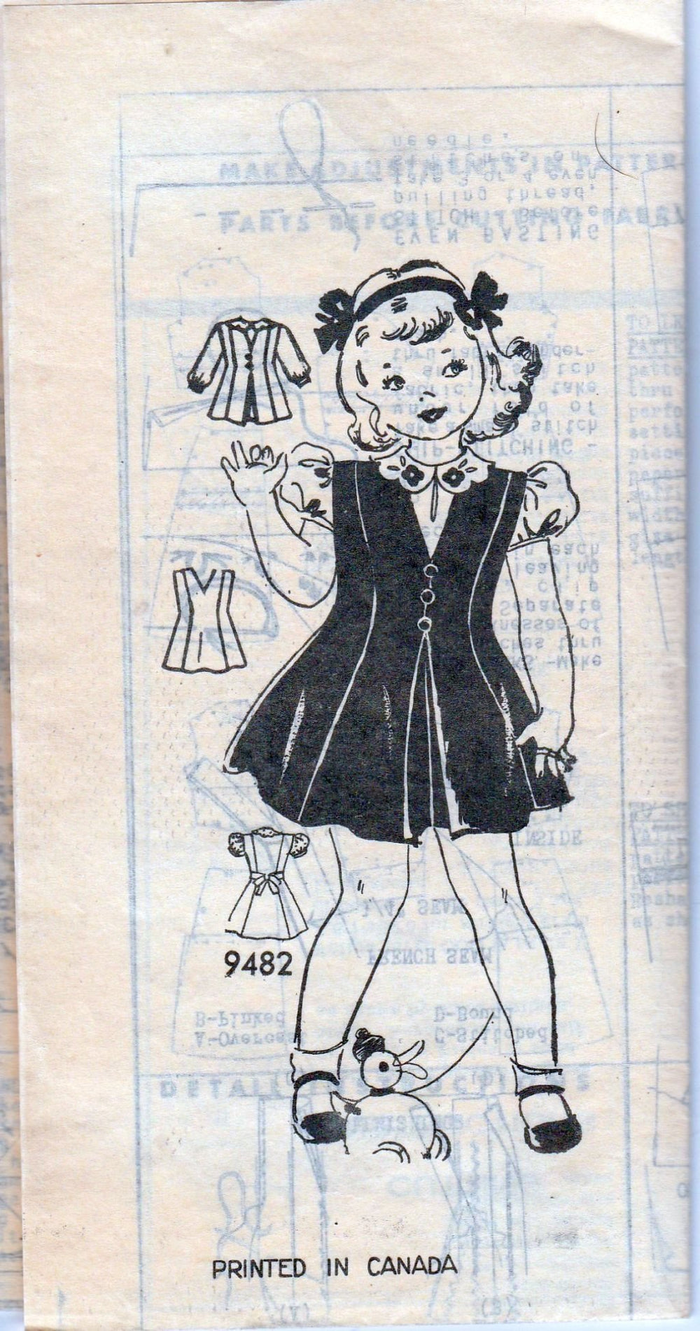 Mail Order Marian Martin 9482 Vintage 1940's Sewing Pattern Girls Jumper Dress - VintageStitching - Vintage Sewing Patterns