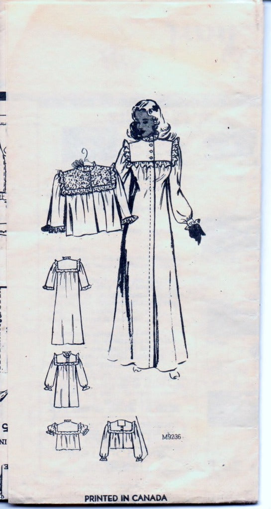 Marian Martin 9236 Vintage 1940's Mail Order Pattern Ladies Nightgown Bed Jacket Lingerie Unprinted - VintageStitching - Vintage Sewing Patterns