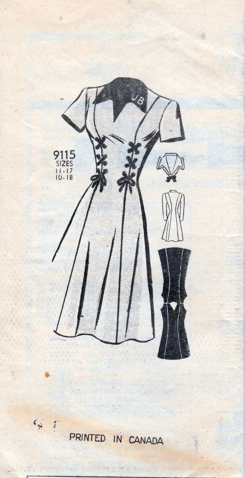 Marian Martin Mail Order 9115 Vintage 1940's Sewing Pattern Ladies Princess Seam Dress - VintageStitching - Vintage Sewing Patterns