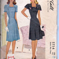 McCall 5734 Vintage 1940's Sewing Pattern Ladies Chic Day Dress Square Neck - VintageStitching - Vintage Sewing Patterns