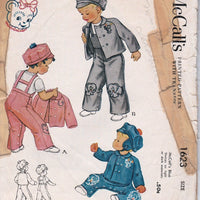 McCall's 1623 Toddlers Overalls Jacket Cap Vintage Sewing Pattern 1950's - VintageStitching - Vintage Sewing Patterns