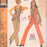 McCall's 2067 Ladies Vest Pants Vintage 1960's Sewing Pattern - VintageStitching - Vintage Sewing Patterns