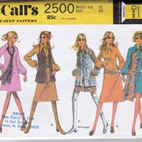 McCall's 2500 Vintage Sewing Pattern 1970's Ladies Flared Raglan Sleeve Dress Vest - VintageStitching - Vintage Sewing Patterns