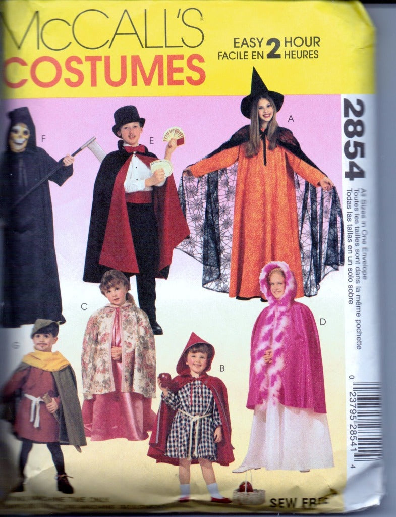 McCall's 2854 Childrens Cape andTunic Halloween Costume Pattern Boy Girl - VintageStitching - Vintage Sewing Patterns