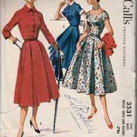 McCall's 3531 Ladies Shirtwaist Dress Bolero Jacket Vintage 1950's Sewing Pattern - VintageStitching - Vintage Sewing Patterns