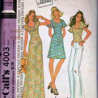 McCall's 4003 Vintage 1970's Sewing Pattern Ladies Knit Hippie Dress Shirt - VintageStitching - Vintage Sewing Patterns