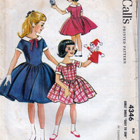 McCall's 4346 Vintage 1950's Sewing Pattern Young Girls Rockabilly Dress - VintageStitching - Vintage Sewing Patterns