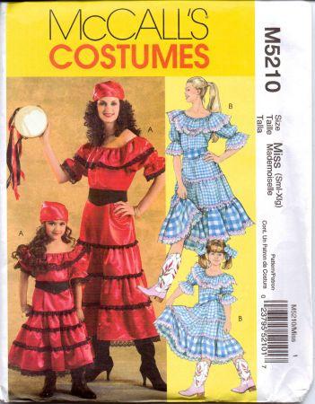 McCall's 5210 Ladies Gypsy Country Girl Dress Halloween Costume Pattern - VintageStitching - Vintage Sewing Patterns