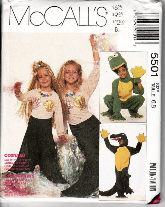 McCall's 5501 Childrens Halloween Costume Sewing Pattern Boys Girls Alligator Frog Mermaid - VintageStitching - Vintage Sewing Patterns