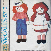 McCall's 5713 Raggedy Ann Raggedy Andy Dolls Vintage 1970's Sewing Pattern - VintageStitching - Vintage Sewing Patterns