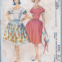 McCall's 5731 Ladies Raglan Sleeve Dress Attached Petticoat Vintage 1960's Sewing Pattern - VintageStitching - Vintage Sewing Patterns