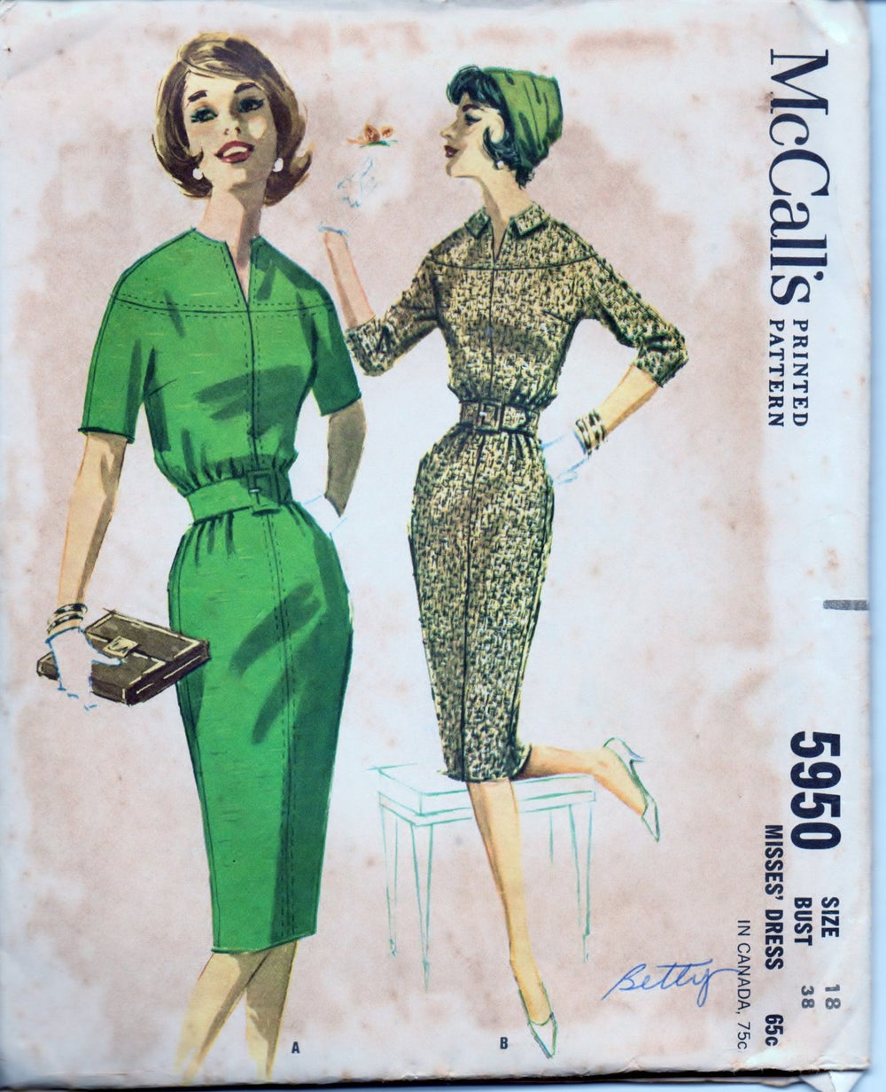 McCall's 5950 Ladies Dress with Bloused Bodice Vintage 1960's Sewing Pattern - VintageStitching - Vintage Sewing Patterns