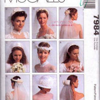 McCall's 7984 Bride Veil Wedding Headpiece Hat Vintage 1990's Pattern - VintageStitching - Vintage Sewing Patterns
