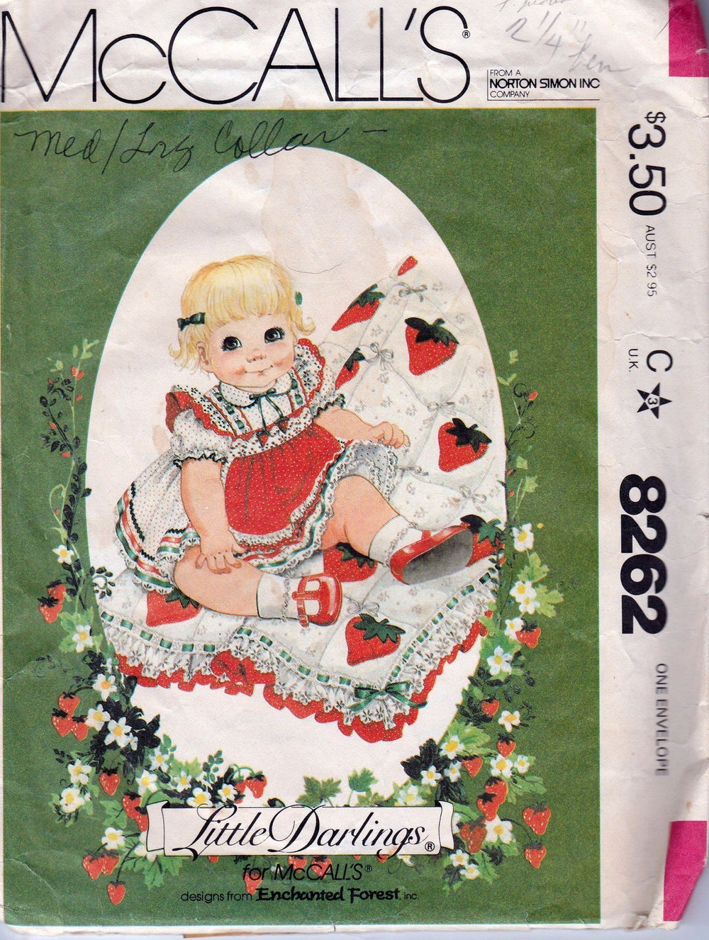 McCall's 8262 Vintage 1980's Sewing Pattern Baby Infant One Piece Dress Slip Little Darlings - VintageStitching - Vintage Sewing Patterns