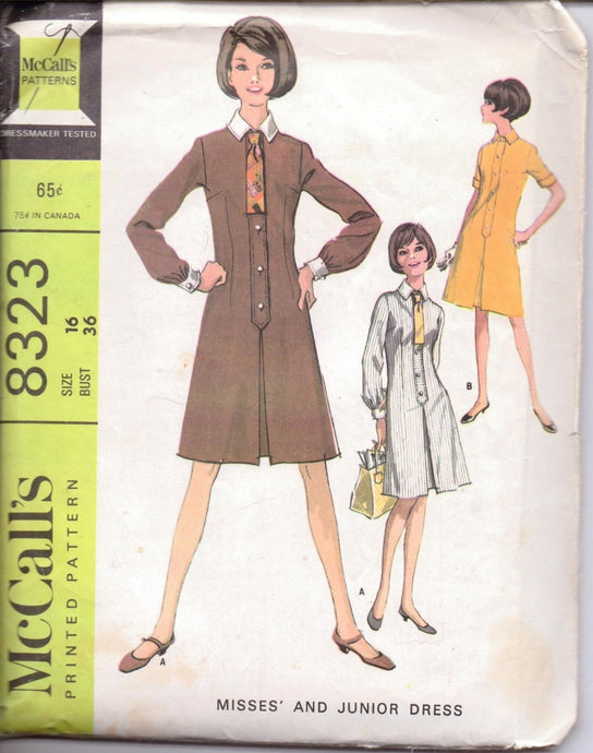 McCall's 8323 Ladies Shirtwaist Dress Vintage 1960's Sewing Pattern Size 16 Bust 36 - VintageStitching - Vintage Sewing Patterns