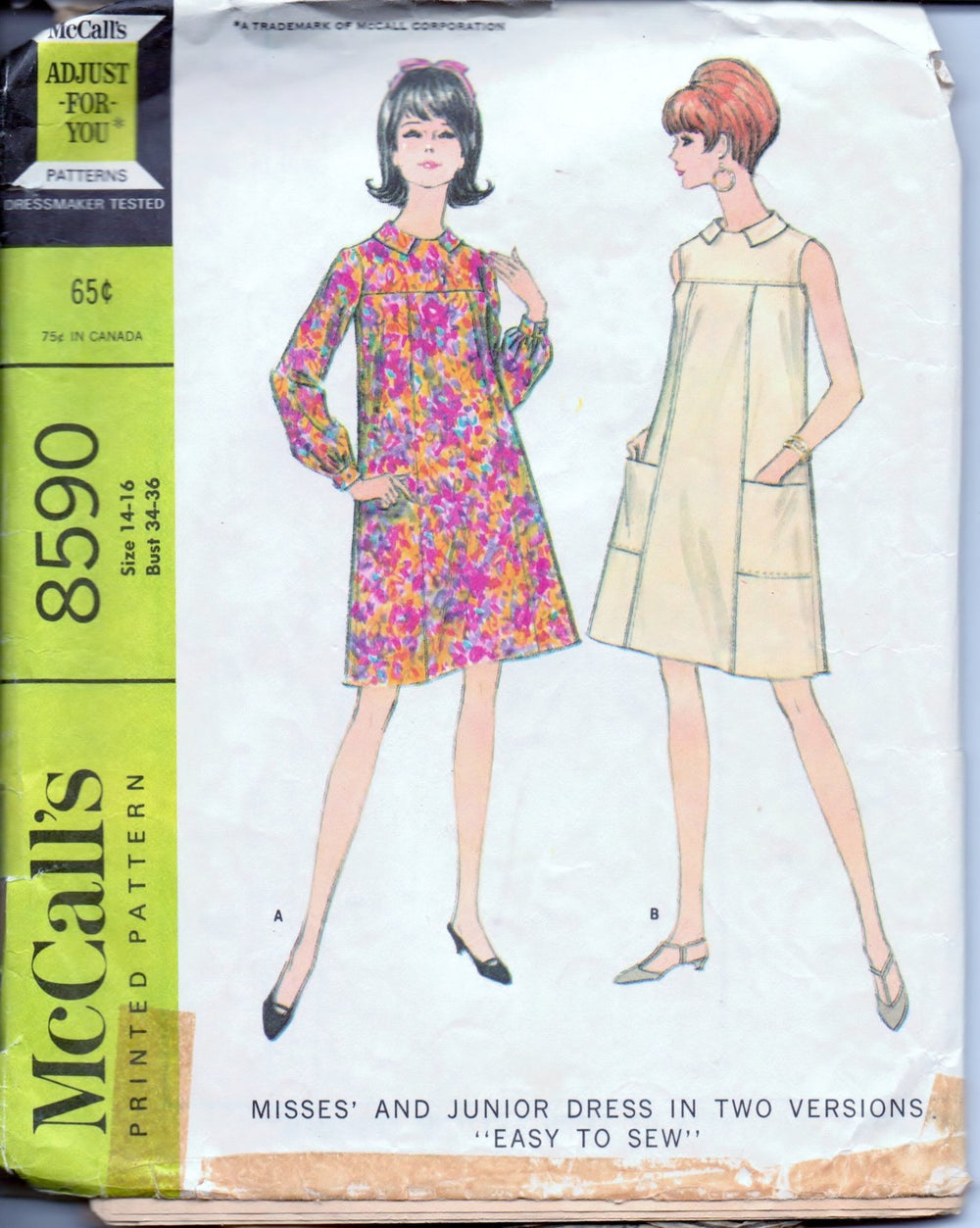 McCall's 8590 Ladies Sleeveless Dress Front Yoke Vintage 1960's Sewing Pattern - VintageStitching - Vintage Sewing Patterns