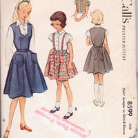 McCall's 8599 Little Girls Jumper Dress Blouse Suspender Skirt Vintage 1950's Sewing Pattern - VintageStitching - Vintage Sewing Patterns