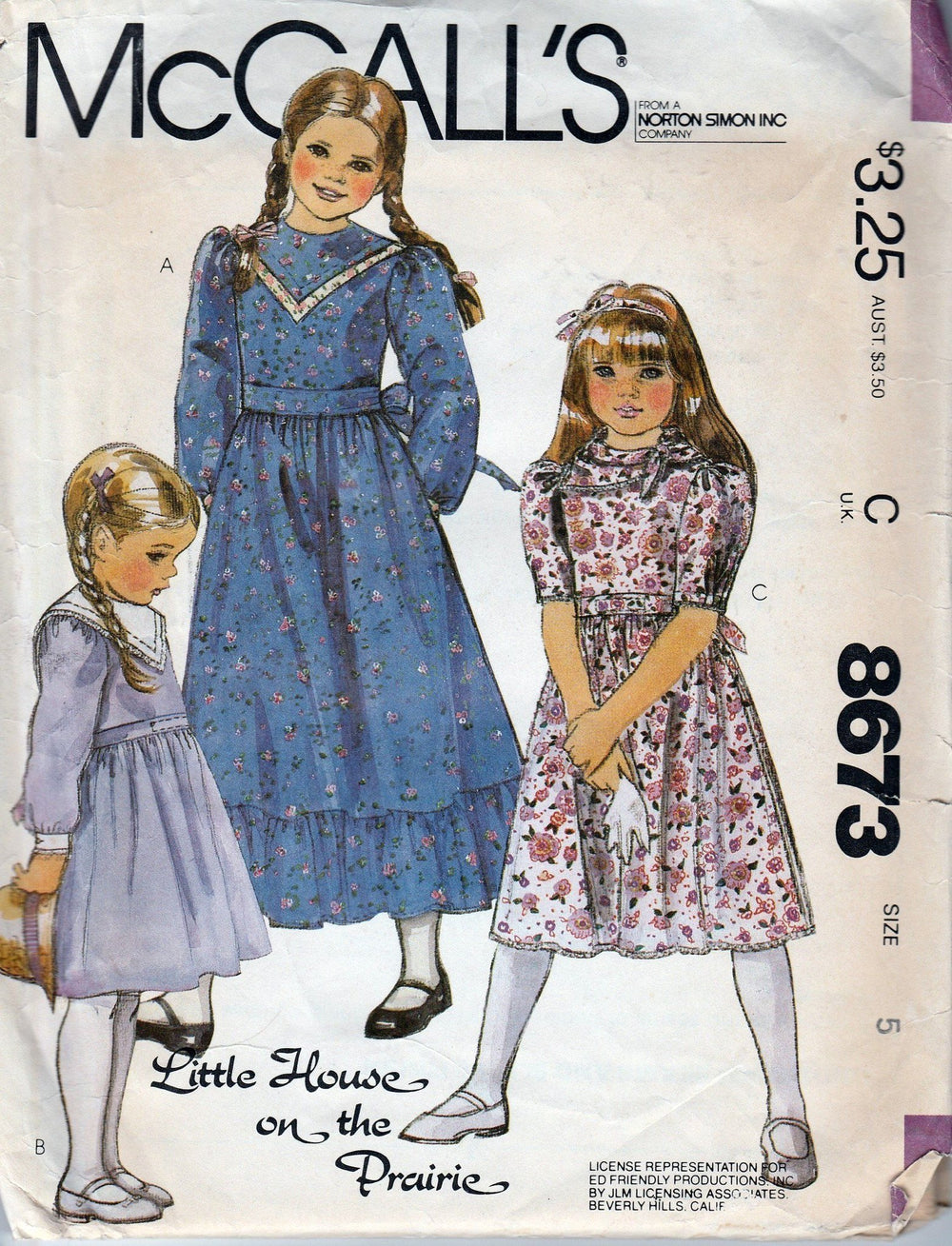 McCall's 8673 Vintage 80's Sewing Pattern Pullover Dress Scarf Little House on the Prairie - VintageStitching - Vintage Sewing Patterns