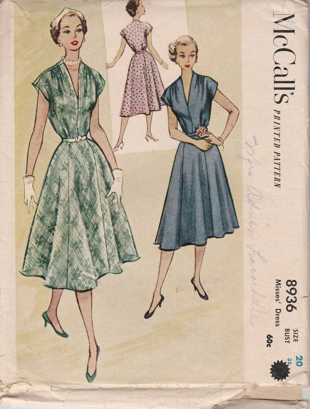 McCall's 8936 Ladies Shirtwaist Dress Vintage 1950's Sewing Pattern - VintageStitching - Vintage Sewing Patterns