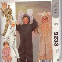McCall's 9233 Toddlers Tiger Cat Mouse Bunny Halloween Costume Pattern Vintage - VintageStitching - Vintage Sewing Patterns