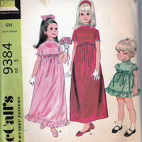 McCall's 9384 Vintage 1960's Sewing Pattern Little Girls Flower Girl Dress Gown - VintageStitching - Vintage Sewing Patterns