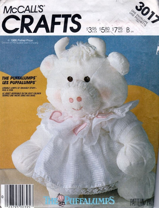McCall's Crafts 3017 Cow Puffalumps Stuffed Vintage 1980's Sewing Pattern Fisher Price - VintageStitching - Vintage Sewing Patterns