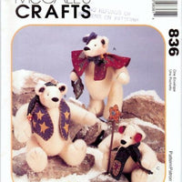 McCall's Crafts 836 Stuffed Bear Winter Christmas Craft Sewing Pattern - VintageStitching - Vintage Sewing Patterns