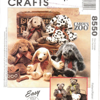 McCall's Crafts 8550  Carols Zoo Cat Puppy Dog Stuffed Animals Sewing Pattern - VintageStitching - Vintage Sewing Patterns