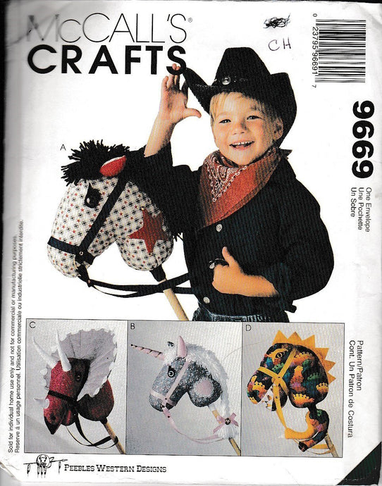 McCall's Crafts 9669 Stick Horse Dinosaur Toy Sewing Pattern - VintageStitching - Vintage Sewing Patterns