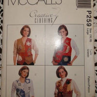 McCall's P259 Sewing Pattern Ladies Vest and Appliques 1995 - VintageStitching - Vintage Sewing Patterns