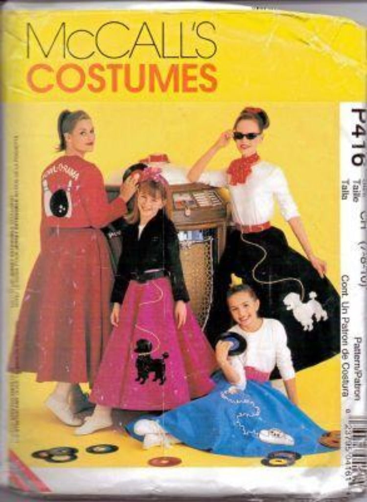 McCall's P416 Girls Poodlle Skirt Jacket 50's Halloween Costume Vintage Pattern - VintageStitching - Vintage Sewing Patterns