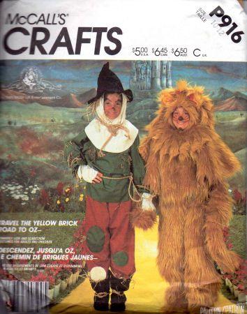 McCall's P916 Childrens Lion Scarecrow Wizard Of Oz Halloween Costume Vintage Pattern - VintageStitching - Vintage Sewing Patterns