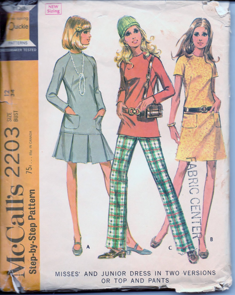 McCalls 2203 Ladies Dress Top Pants Vintage 1960's Sewing Pattern - VintageStitching - Vintage Sewing Patterns