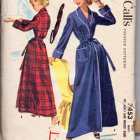 McCalls 3453 Vintage 1950's Sewing Pattern Ladies Wrap Robe - VintageStitching - Vintage Sewing Patterns