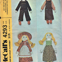 McCalls 4293 Vintage Doll with Clothes Craft Sewing Pattern - VintageStitching - Vintage Sewing Patterns