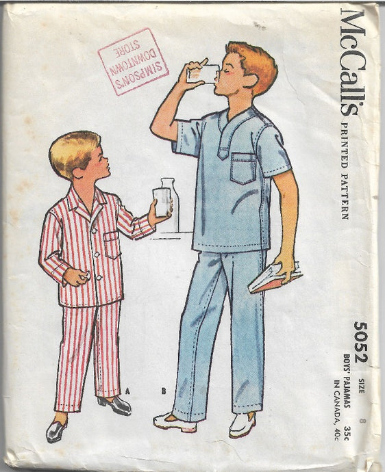 McCalls 5052 Boys Pajamas Vintage Sewing Pattern 1950s - VintageStitching - Vintage Sewing Patterns