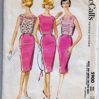 McCalls 5900 Junior Ladies Slim Skirt Short Top Two Piece Dress Vintage Pattern 1960s - VintageStitching - Vintage Sewing Patterns