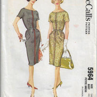 McCalls 5964 Ladies Petite Slim Sheath Dress Vintage Sewing Pattern 1960s - VintageStitching - Vintage Sewing Patterns