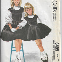 McCalls 6499 Girls Jumper Dress Blouse Vintage 1960's Sewing Pattern - VintageStitching - Vintage Sewing Patterns