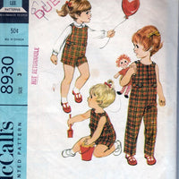 McCalls 8390 Vintage 60's Sewing Pattern Toddler Playsuit Overalls Jumpsuit Romper - VintageStitching - Vintage Sewing Patterns