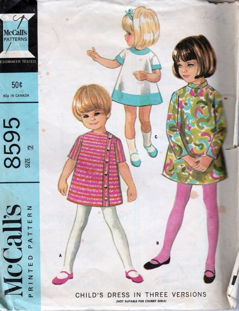 McCalls 8595 Vintage 1960's Sewing Pattern Girls Toddler Dress Adorable - VintageStitching - Vintage Sewing Patterns