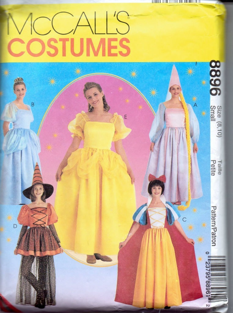 McCalls 8896 Ladies Halloween Costume Pattern Disney Rupunzel Cinderella Snow White  Belle - VintageStitching - Vintage Sewing Patterns