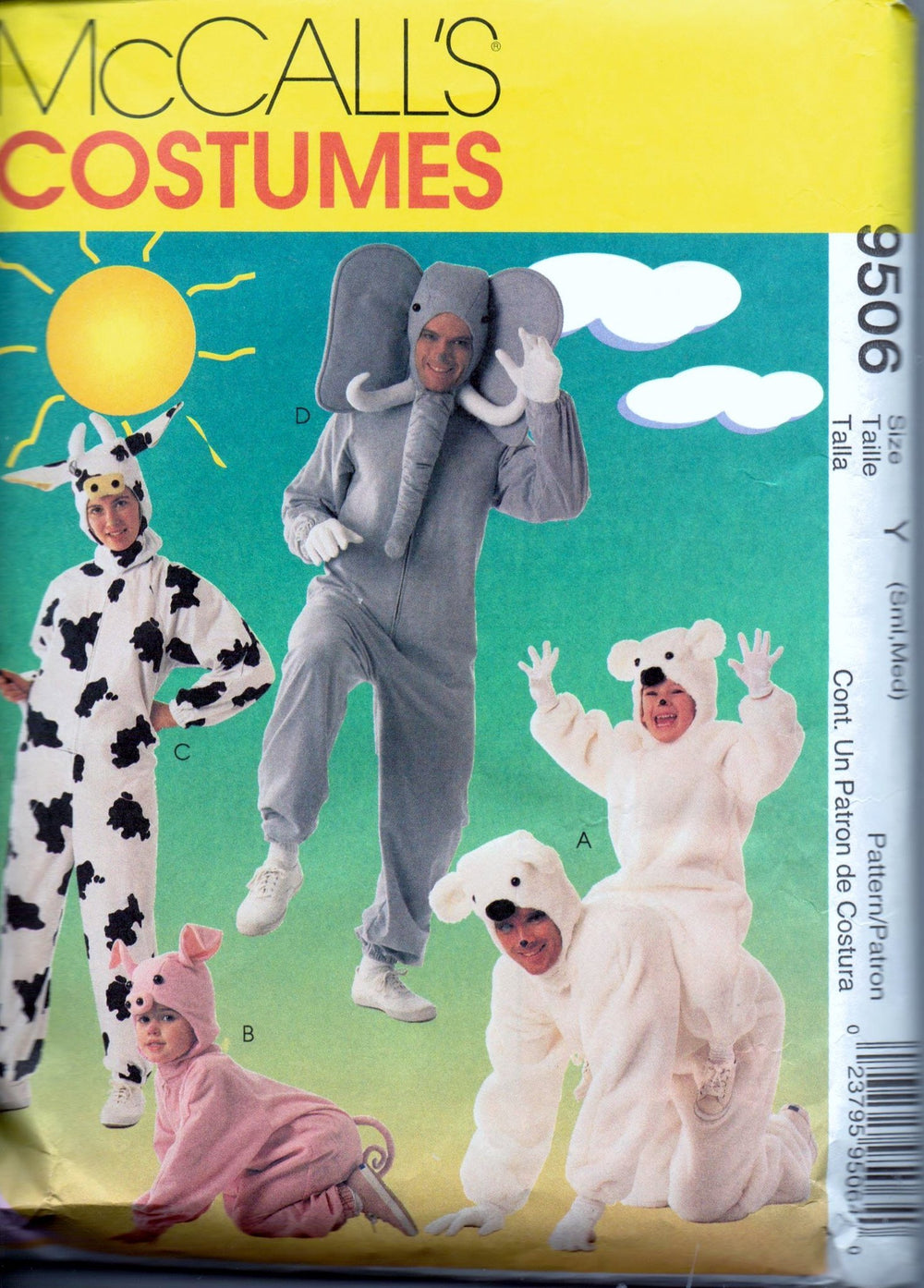 McCalls 9506 Adult Halloween Costume Pattern Bear Pig Cow Elephant Ladies Mens - VintageStitching - Vintage Sewing Patterns