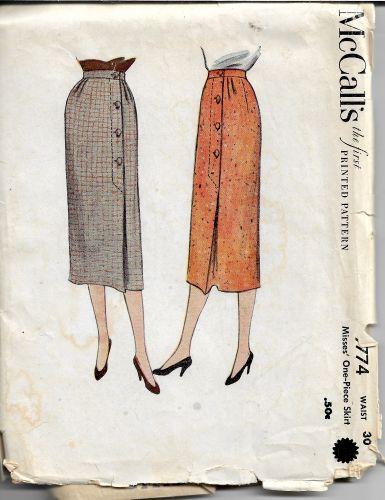 McCalls 9774 Ladies One-Piece Slim Skirt Vintage Sewing Pattern 1950s - VintageStitching - Vintage Sewing Patterns