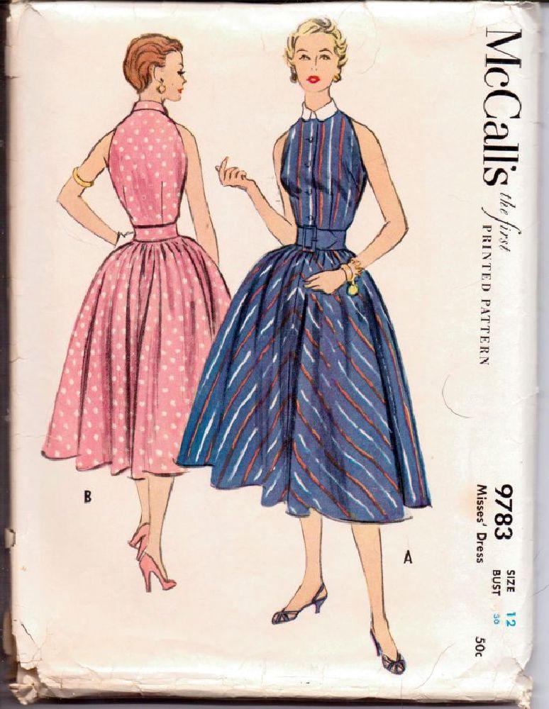 McCalls 9783 Vintage 1950's Sewing Pattern Ladies Sleeveless Dress Rockabilly Swing - VintageStitching - Vintage Sewing Patterns