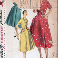 Simplicity 1028 Vintage 1950's Sewing Pattern Ladies Wrap House Dress Front Button Brunch Coat - VintageStitching - Vintage Sewing Patterns