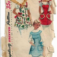 Simplicity 1359 Bibbed Apron Vintage Sewing Craft Pattern 1950s - VintageStitching - Vintage Sewing Patterns